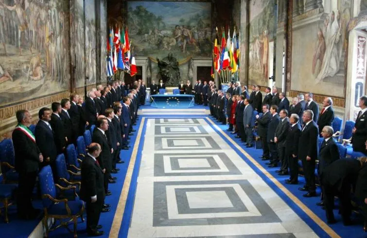 La cerimonia della firma della Costituzione Europea in Campidoglio, Roma, 29 ottobre 2004